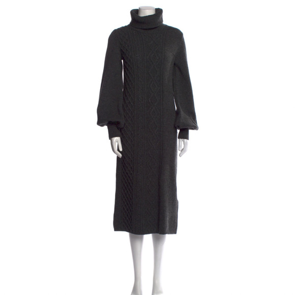 Yohji Yamamoto Dress Womens Size 2 Charcoal Wool Japan Designer Midi Length NWT - Picture 2 of 12